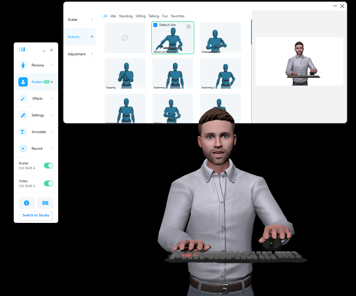 Presenter and Chromacam Actions will give Life to your Avatar